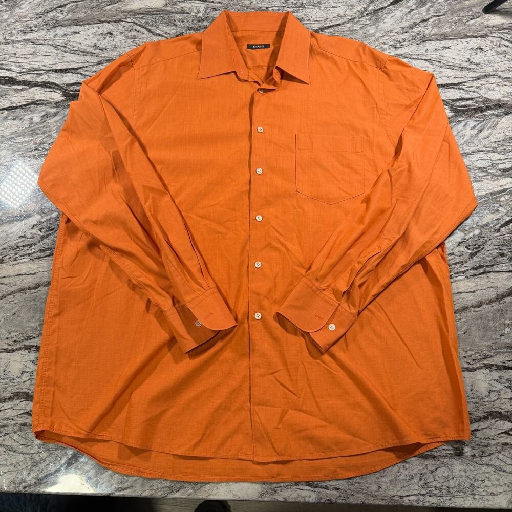 HUGO BOSS Orange Long Sleeve mens Dress shirt Button Up Collard 45/18